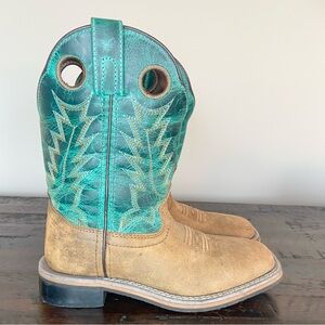 Smoky Mountain Boots Jesse Western Boot Brown Distress/Turquoise Kids 1